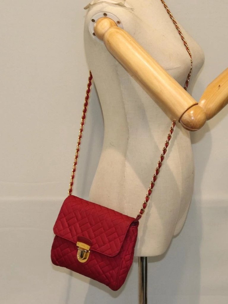 Prada Chain Shoulder Bag Nylon Pink